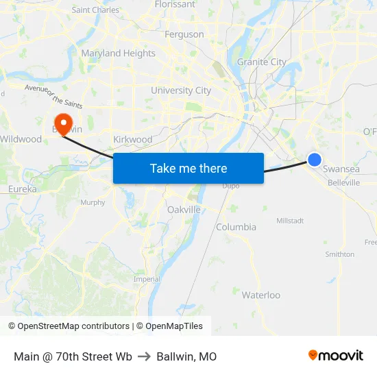 Main @ 70th Street Wb to Ballwin, MO map