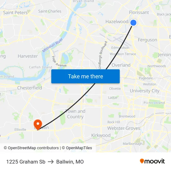 1225 Graham Sb to Ballwin, MO map