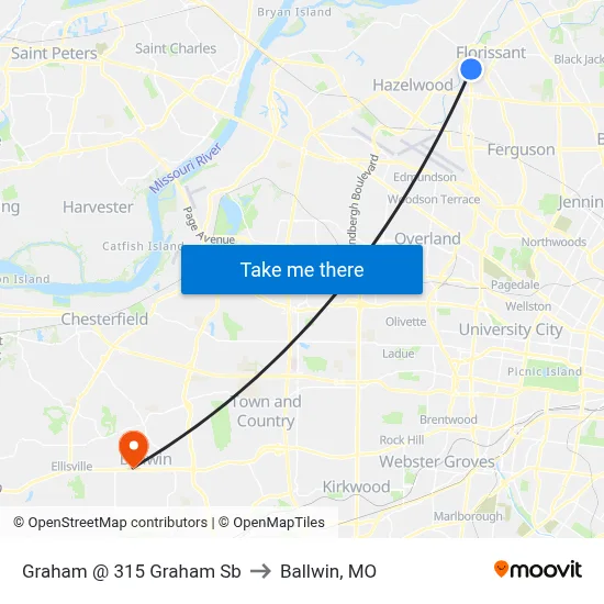 Graham @ 315 Graham Sb to Ballwin, MO map