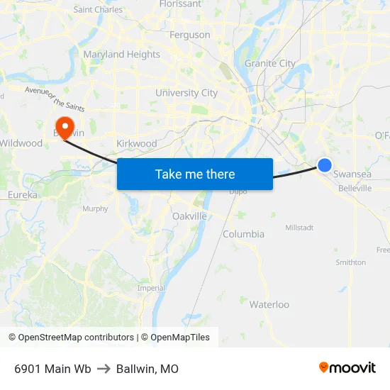 6901 Main Wb to Ballwin, MO map
