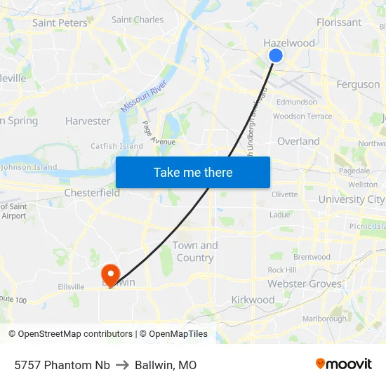 5757 Phantom Nb to Ballwin, MO map