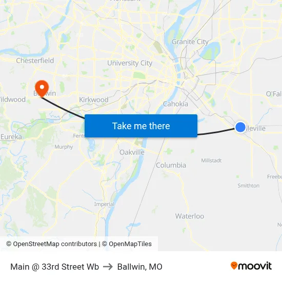 Main @ 33rd Street Wb to Ballwin, MO map
