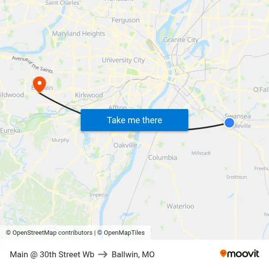 Main @ 30th Street Wb to Ballwin, MO map