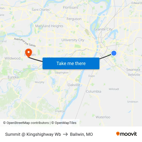 Summit @ Kingshighway Wb to Ballwin, MO map