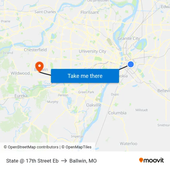 State @ 17th Street Eb to Ballwin, MO map
