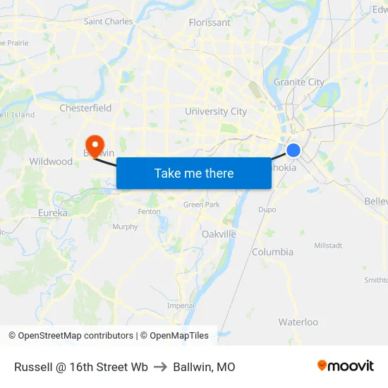 Russell @ 16th Street Wb to Ballwin, MO map