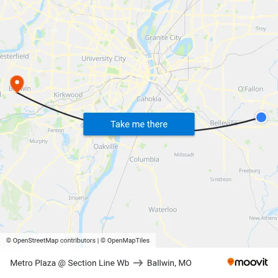 Metro Plaza @ Section Line Wb to Ballwin, MO map