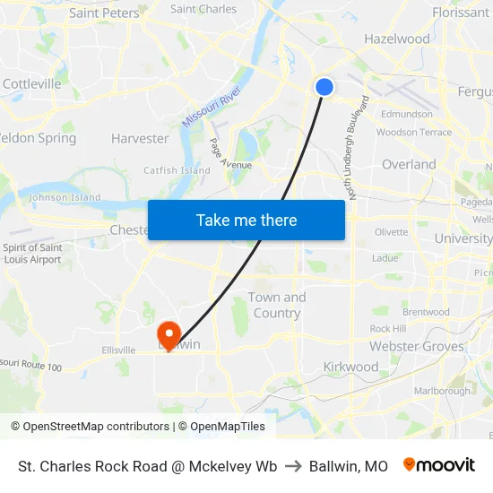 St. Charles Rock Road @ Mckelvey Wb to Ballwin, MO map