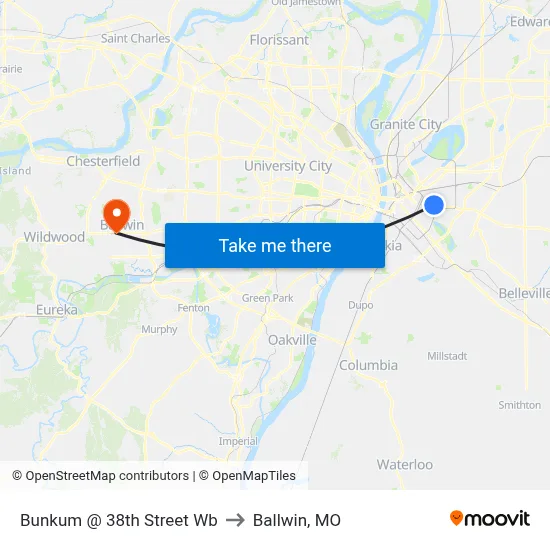 Bunkum @ 38th Street Wb to Ballwin, MO map