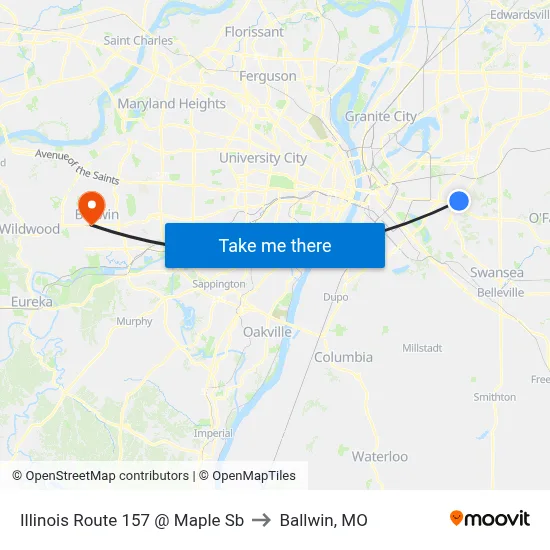 Illinois Route 157 @ Maple Sb to Ballwin, MO map