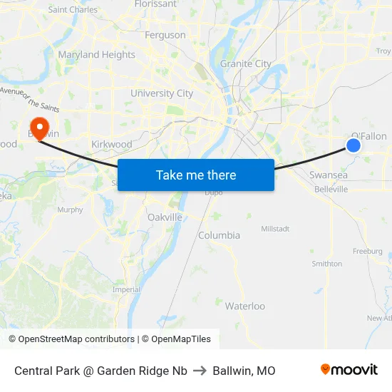 Central Park @ Garden Ridge Nb to Ballwin, MO map