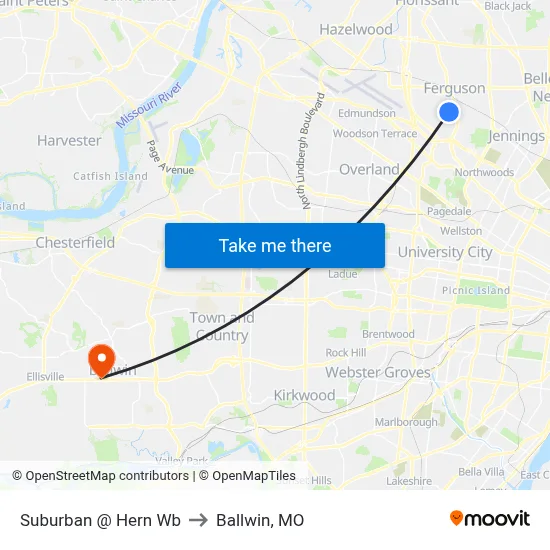 Suburban @ Hern Wb to Ballwin, MO map