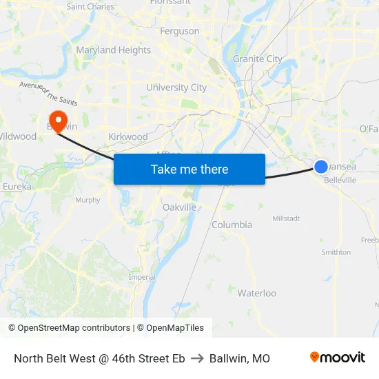 North Belt West @ 46th Street Eb to Ballwin, MO map