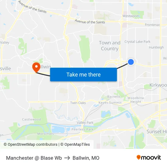 Manchester @ Blase Wb to Ballwin, MO map