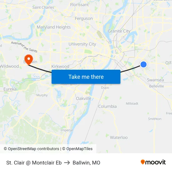 St. Clair @ Montclair Eb to Ballwin, MO map