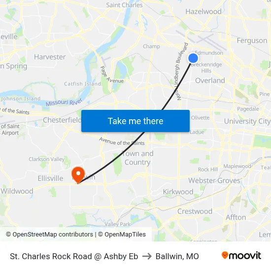 St. Charles Rock Road @ Ashby Eb to Ballwin, MO map