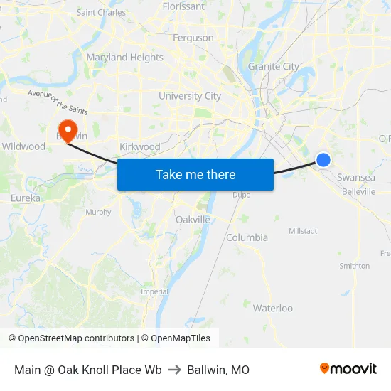 Main @ Oak Knoll Place Wb to Ballwin, MO map