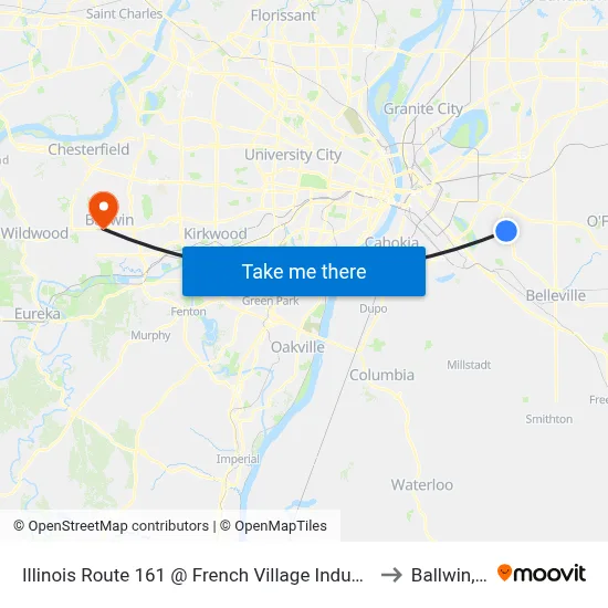 Illinois Route 161 @ French Village Industrial Park Nb to Ballwin, MO map