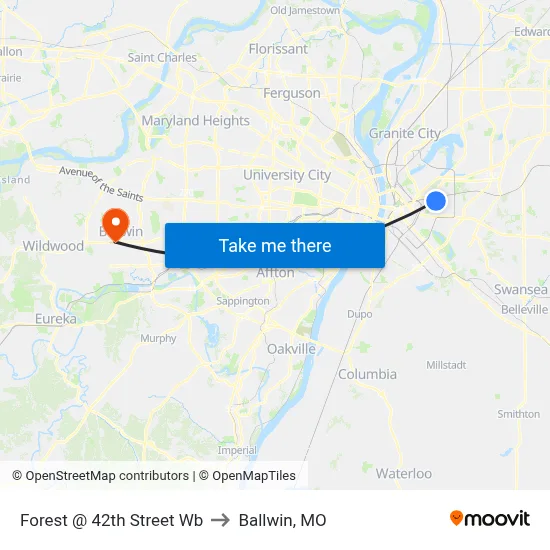 Forest @ 42th Street Wb to Ballwin, MO map