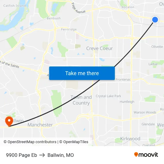 9900 Page Eb to Ballwin, MO map