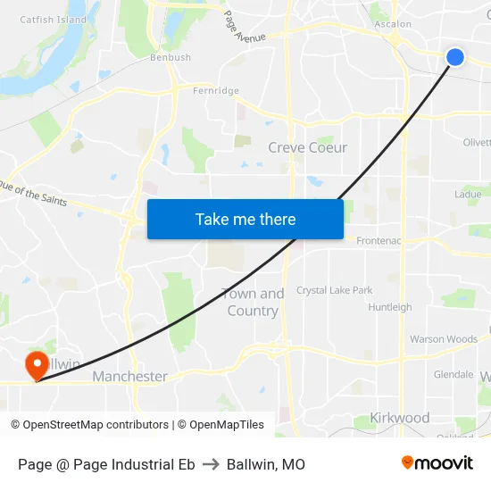 Page @ Page Industrial Eb to Ballwin, MO map