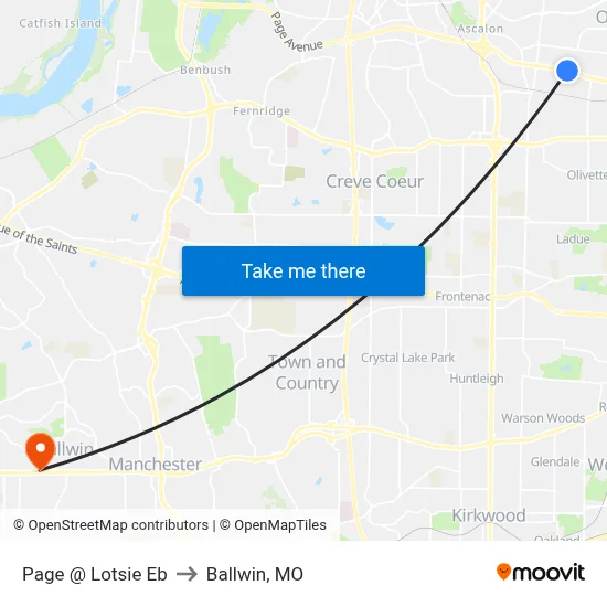 Page @ Lotsie Eb to Ballwin, MO map