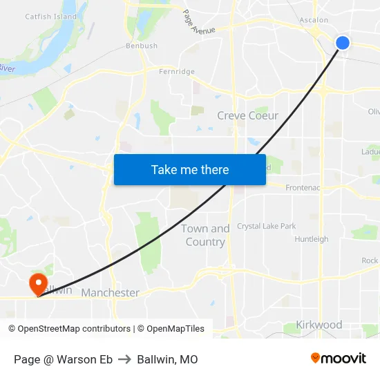 Page @ Warson Eb to Ballwin, MO map