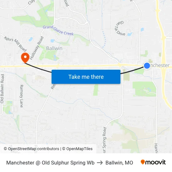 Manchester @ Old Sulphur Spring Wb to Ballwin, MO map