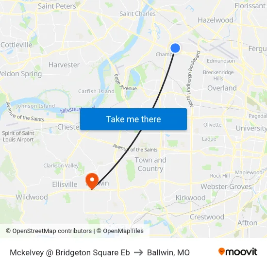 Mckelvey @ Bridgeton Square Eb to Ballwin, MO map
