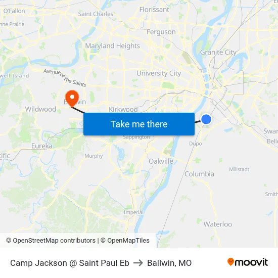 Camp Jackson @ Saint Paul Eb to Ballwin, MO map