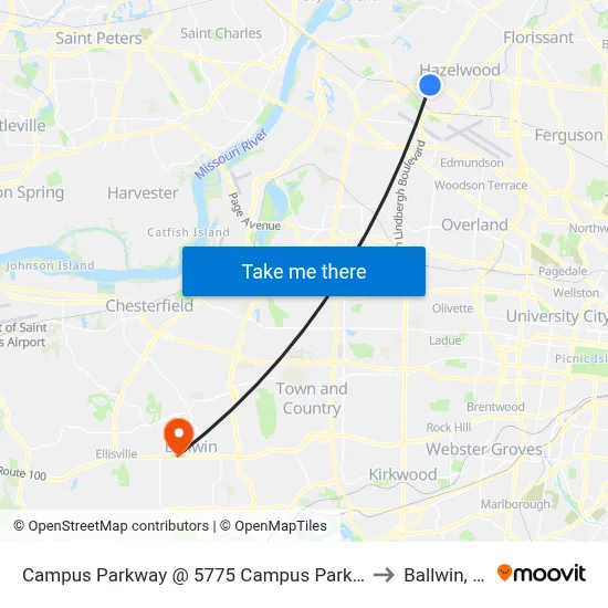 Campus Parkway @ 5775 Campus Parkway Wb to Ballwin, MO map