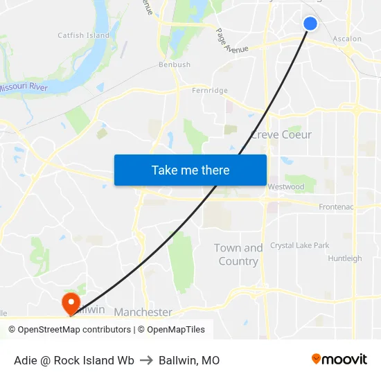 Adie @ Rock Island Wb to Ballwin, MO map