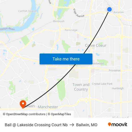 Ball @ Lakeside Crossing Court Nb to Ballwin, MO map