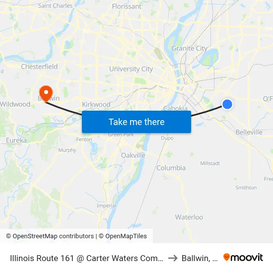 Illinois Route 161 @ Carter Waters Company Nb to Ballwin, MO map