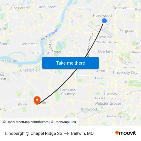 Lindbergh @ Chapel Ridge Sb to Ballwin, MO map