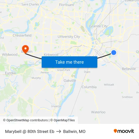 Marybell @ 80th Street Eb to Ballwin, MO map