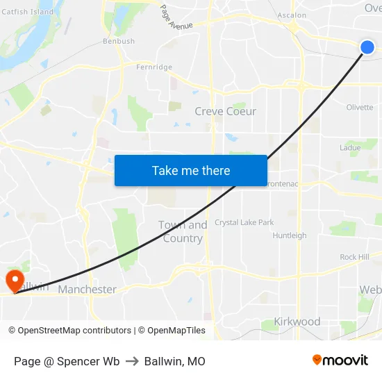 Page @ Spencer Wb to Ballwin, MO map