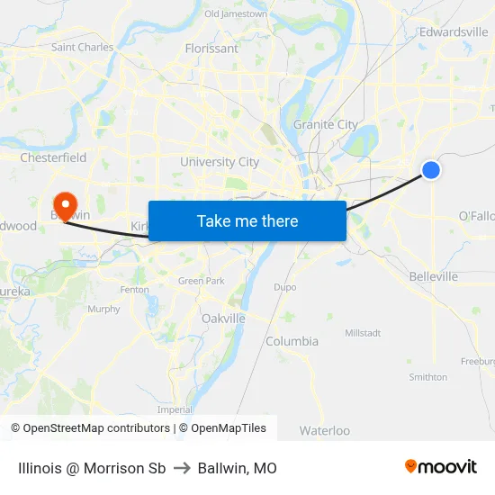 Illinois @ Morrison Sb to Ballwin, MO map