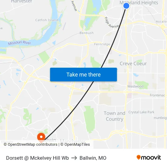 Dorsett @ Mckelvey Hill Wb to Ballwin, MO map