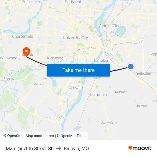 Main @ 70th Street Sb to Ballwin, MO map