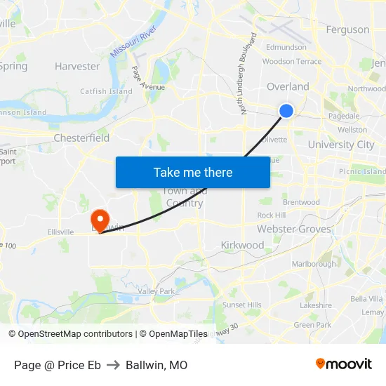 Page @ Price Eb to Ballwin, MO map