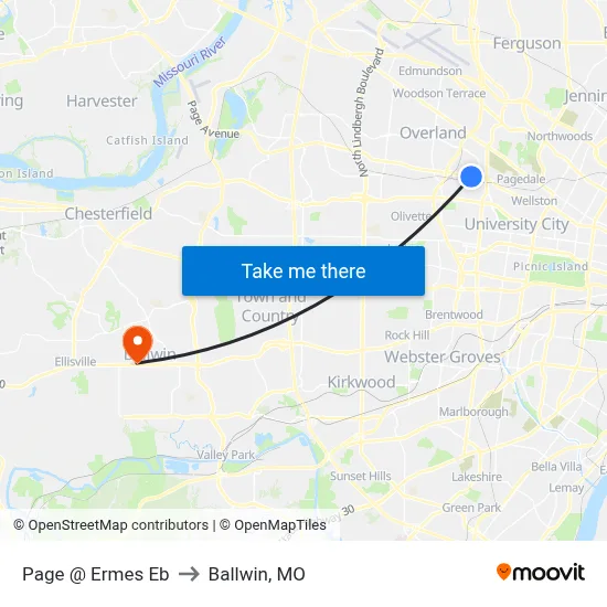 Page @ Ermes Eb to Ballwin, MO map