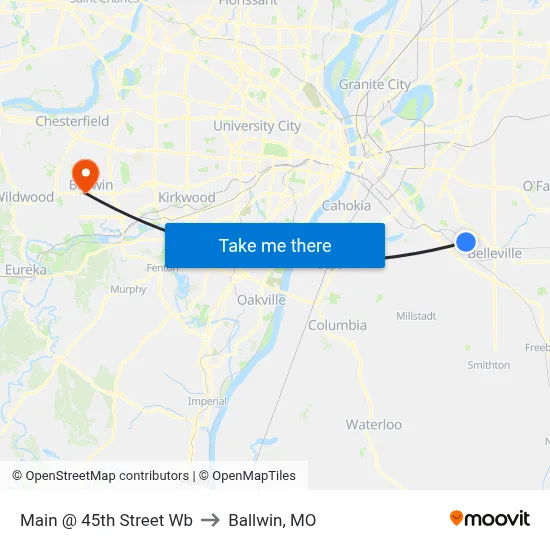 Main @ 45th Street Wb to Ballwin, MO map
