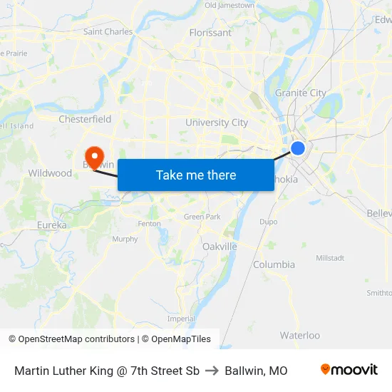 Martin Luther King @ 7th Street Sb to Ballwin, MO map