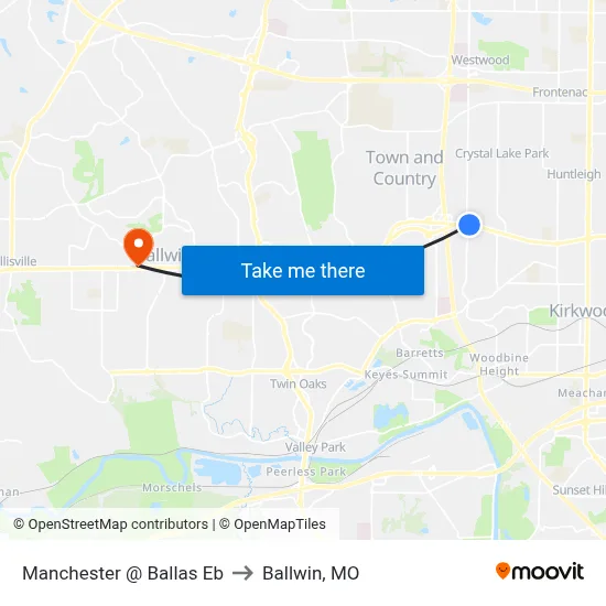 Manchester @ Ballas Eb to Ballwin, MO map