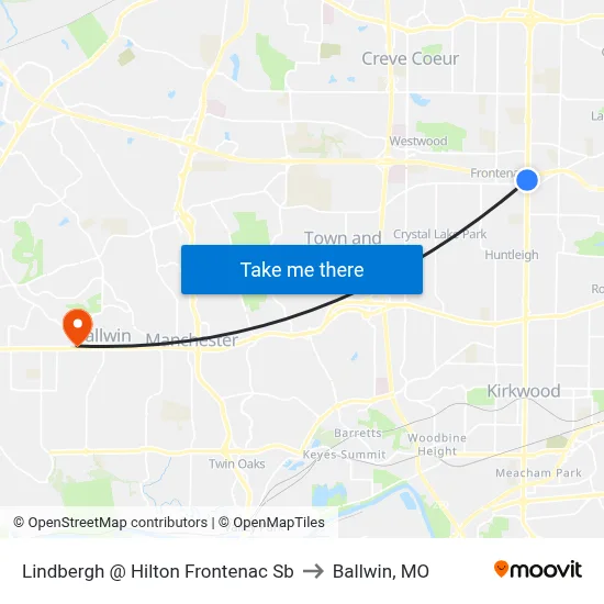 Lindbergh @ Hilton Frontenac Sb to Ballwin, MO map