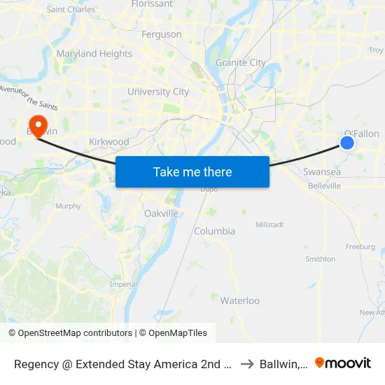 Regency @ Extended Stay America 2nd Entrance Nb to Ballwin, MO map