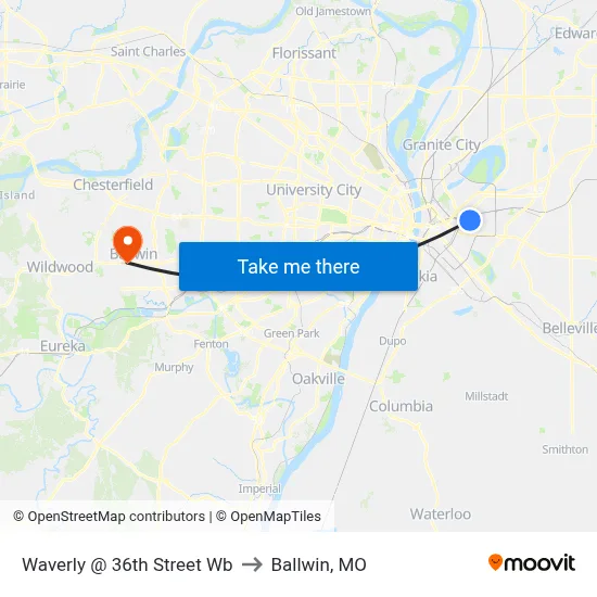 Waverly @ 36th Street Wb to Ballwin, MO map