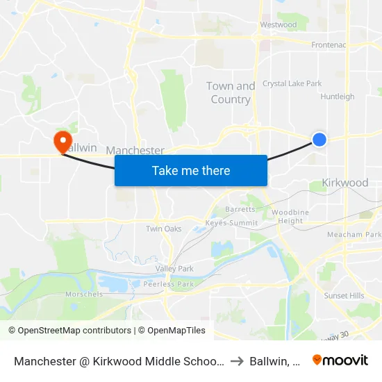 Manchester @ Kirkwood Middle School Wb to Ballwin, MO map