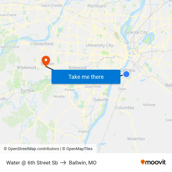 Water @ 6th Street Sb to Ballwin, MO map